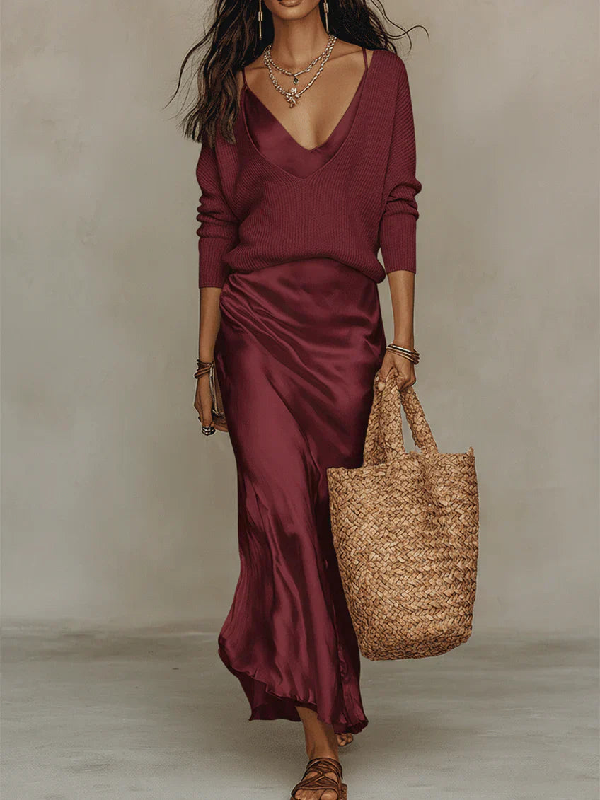 Sofía | Conjunto Midi Satinado Premium