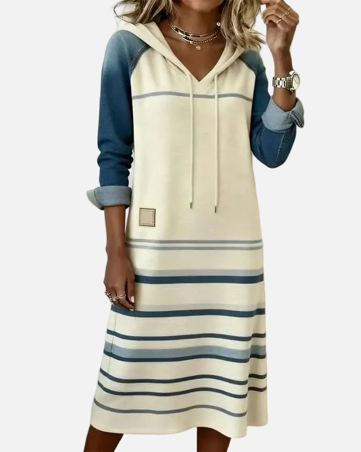 Daniela | Vestido con Capucha a Rayas