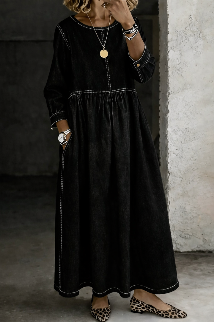 Marisol | Vestido Denim Cuello Redondo