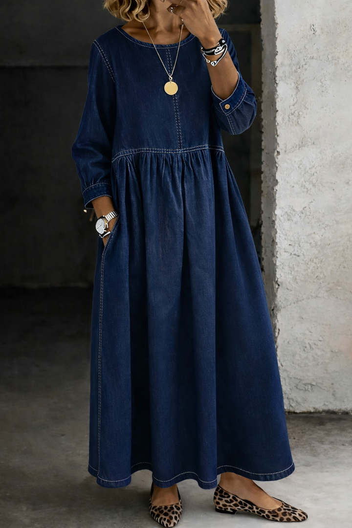 Marisol | Vestido Denim Cuello Redondo